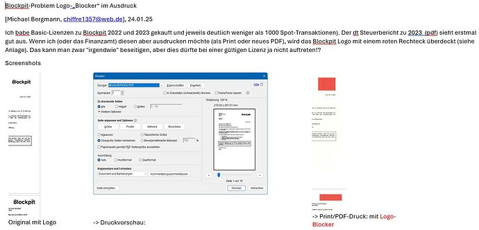 Blockpit - Problem Logo-Blocker im Ausdruck